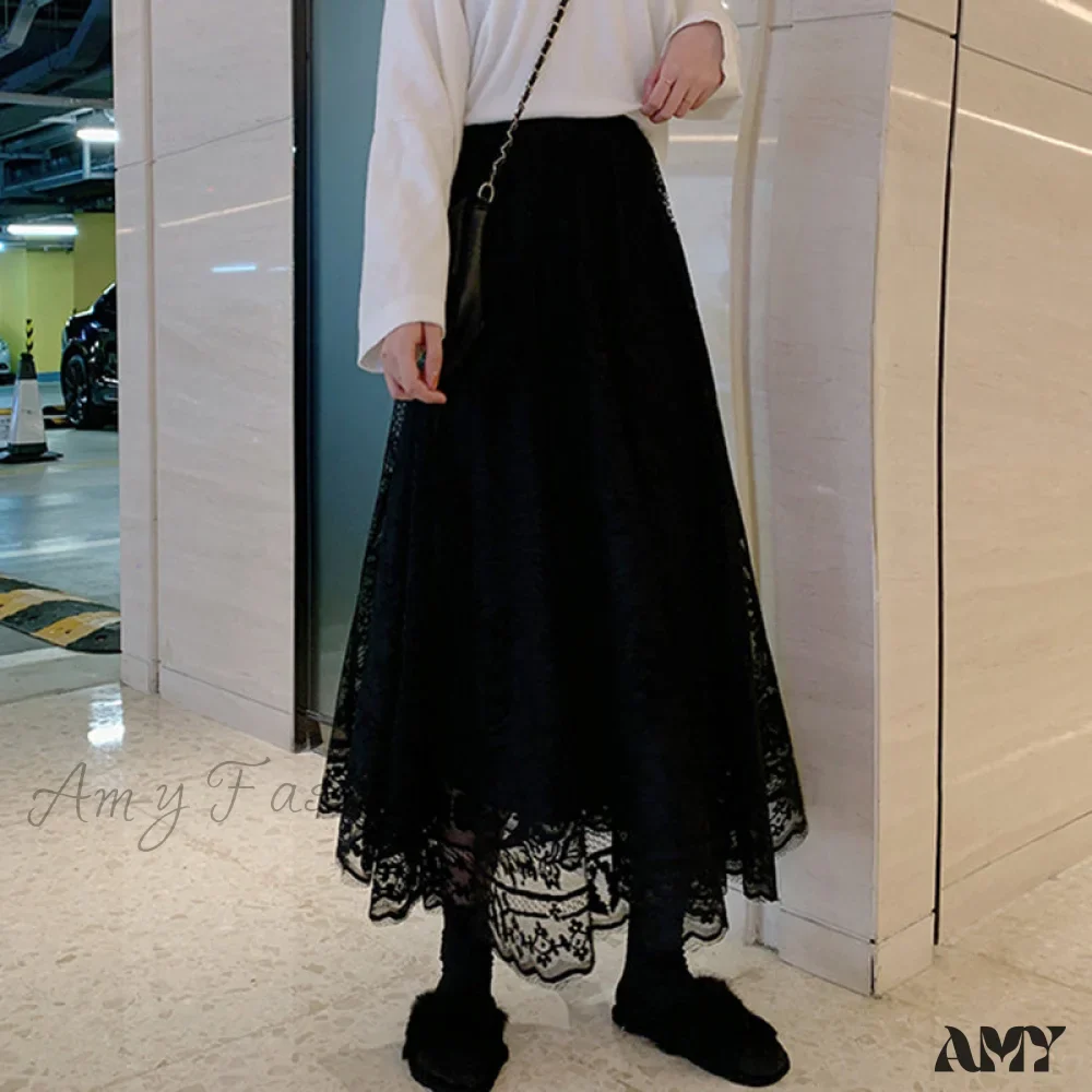 Amy Fashion - Elastic High Waist Lace Skirts - Image 4