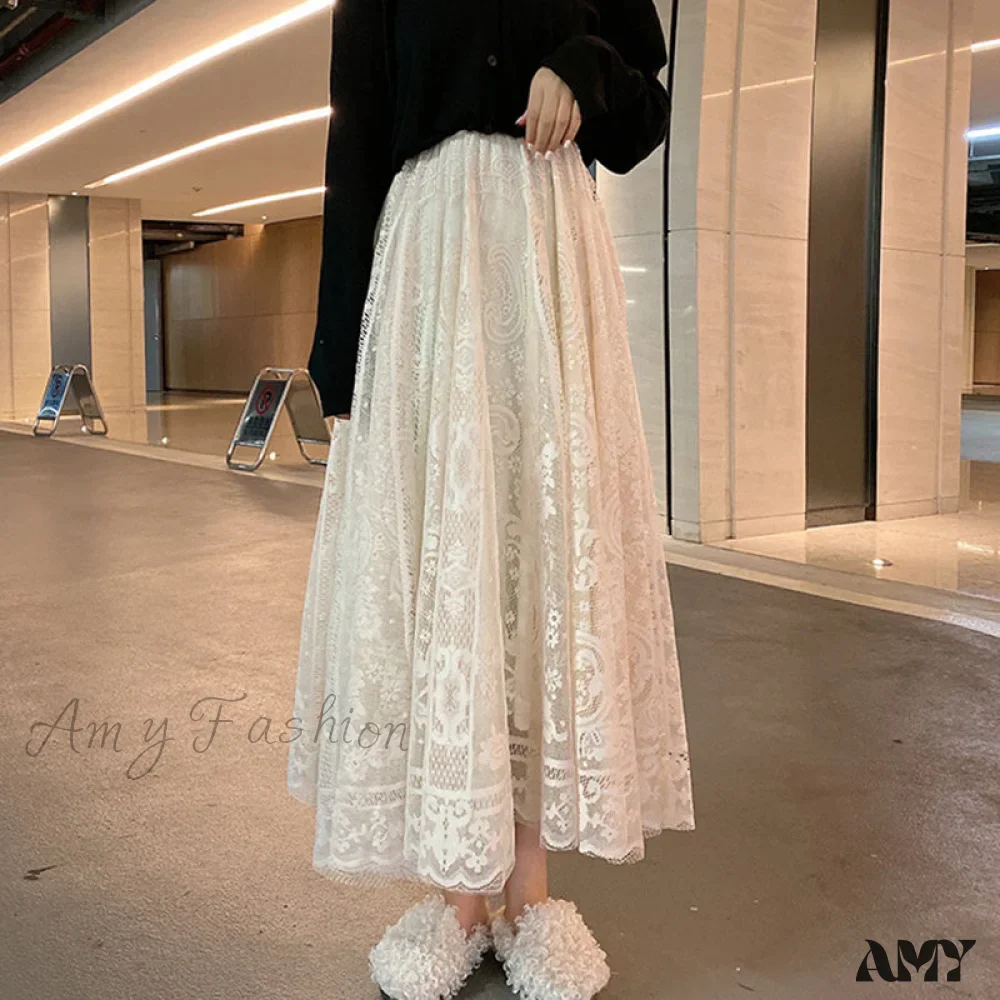 Amy Fashion - Elastic High Waist Lace Skirts - Image 7