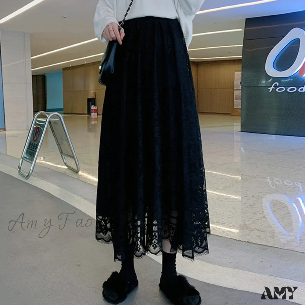 Amy Fashion - Elastic High Waist Lace Skirts - Image 8