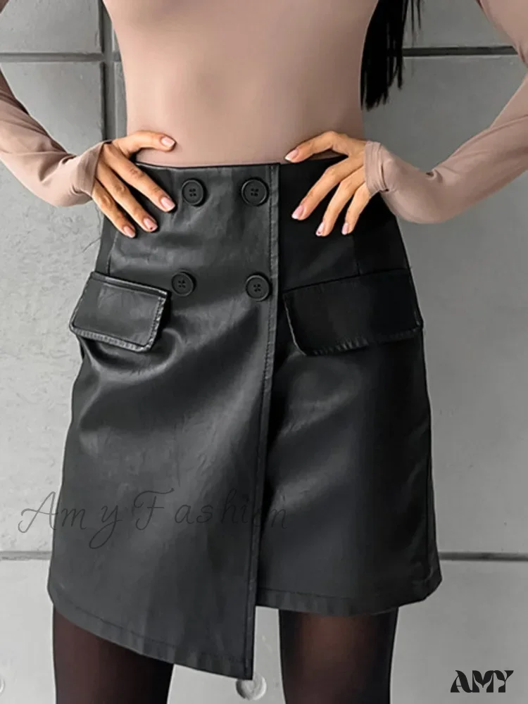 Elegant European Style Thickening High Waist Irregular Black Skirt - Image 2