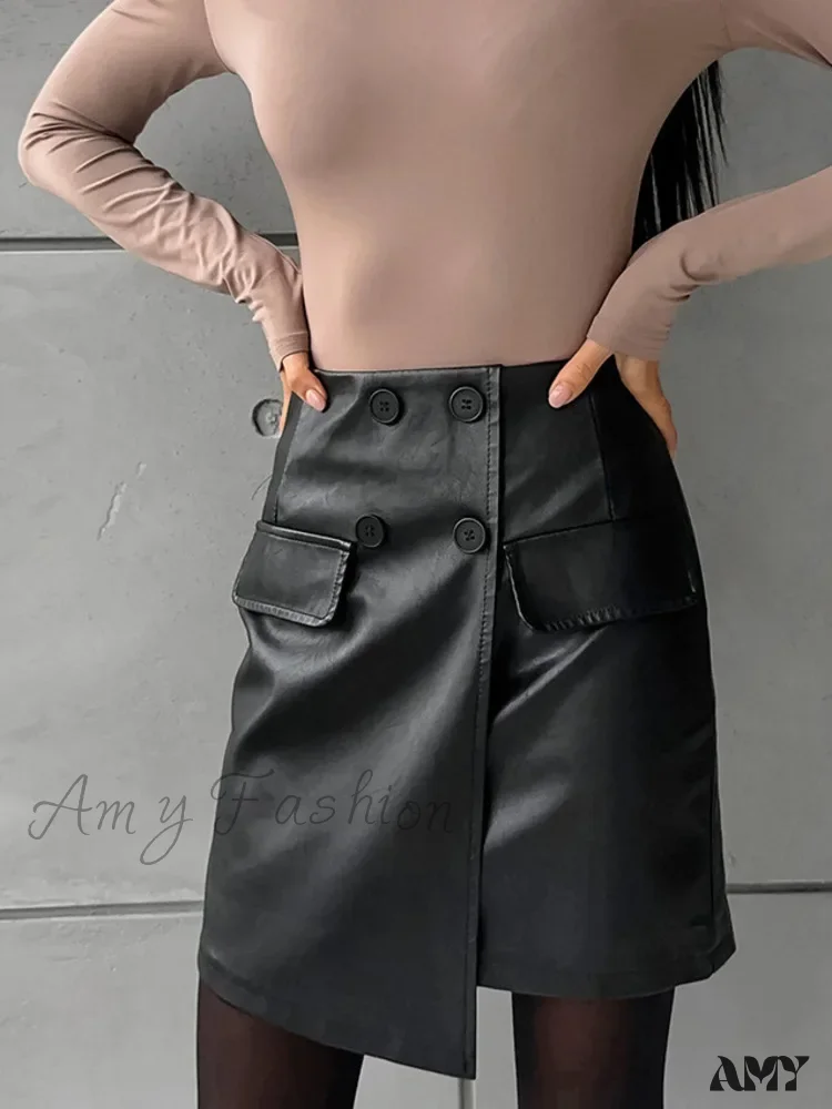 Elegant European Style Thickening High Waist Irregular Black Skirt - Image 3