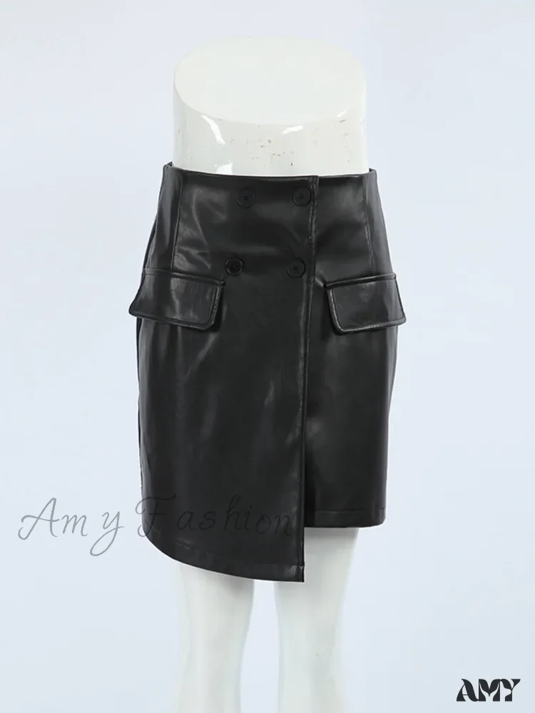 Elegant European Style Thickening High Waist Irregular Black Skirt - Image 5
