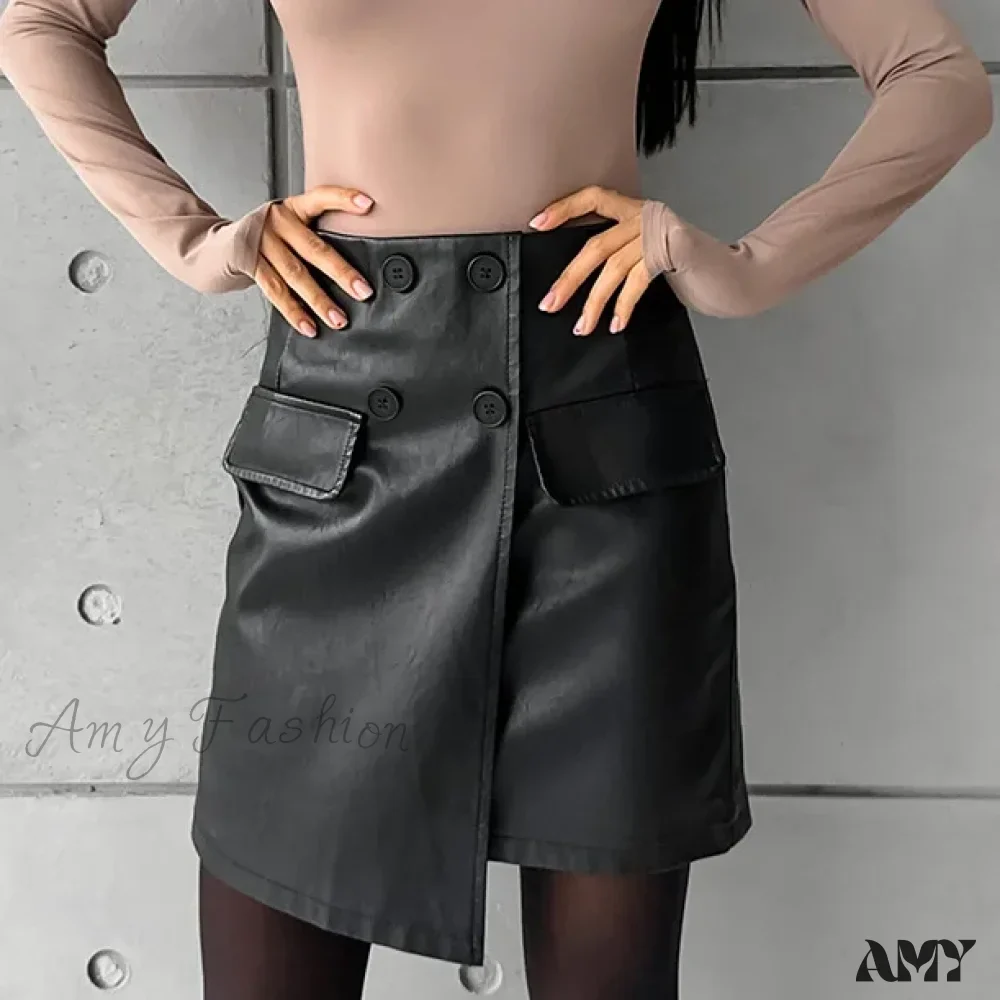 Elegant European Style Thickening High Waist Irregular Black Skirt - Image 6