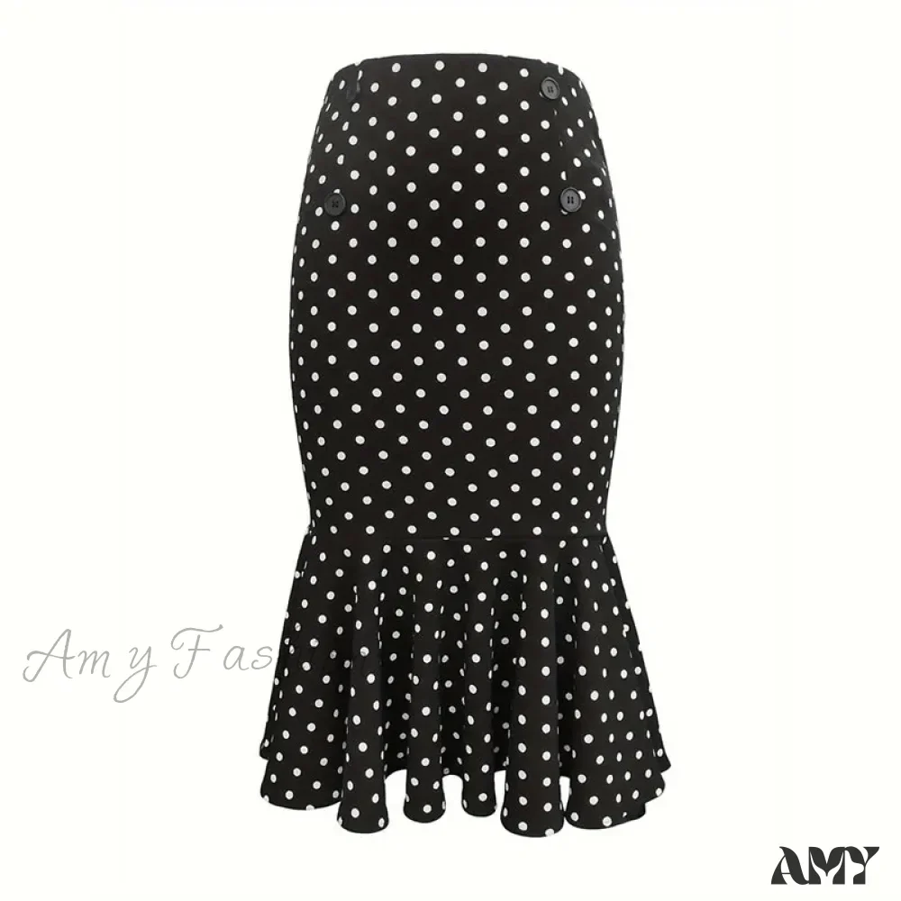 Elegant Houndstooth Printed Knee Length Fashion High Waist Slim Skirt - Image 7