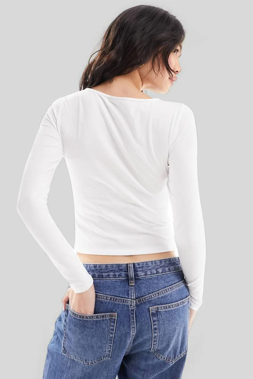 Elegant Solid Bowknot Cutout Slim Base Layer - Image 2