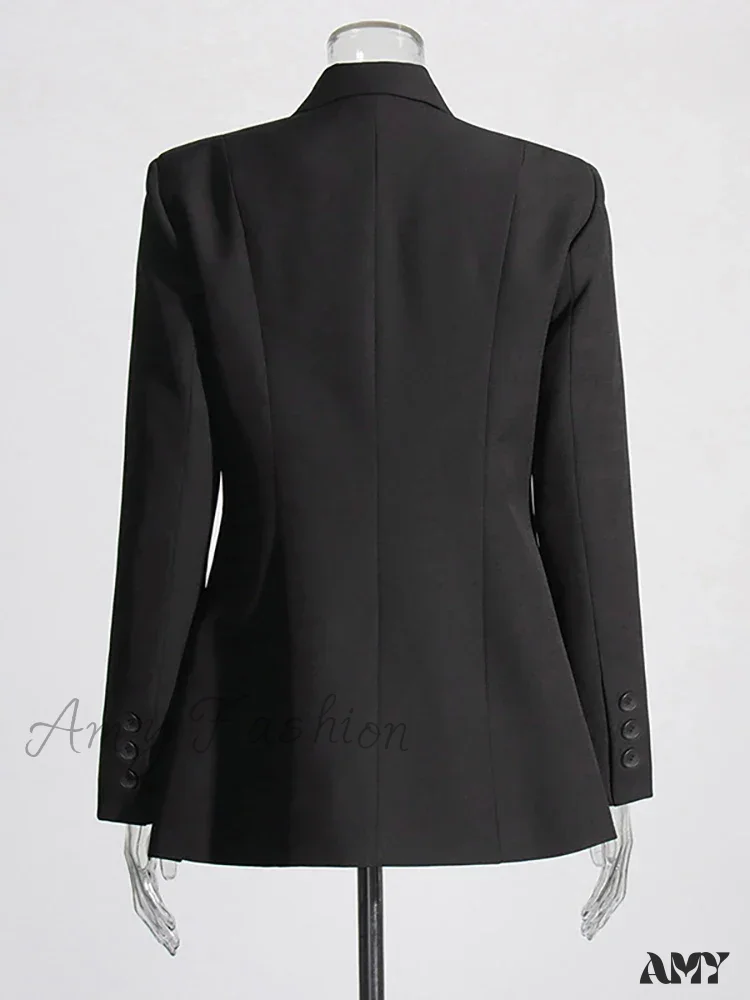 Elegant Solid Notched Collar Long Sleeve Patchwork Pockets Crosscriss Tunic Fashion Style Blazer - Image 3