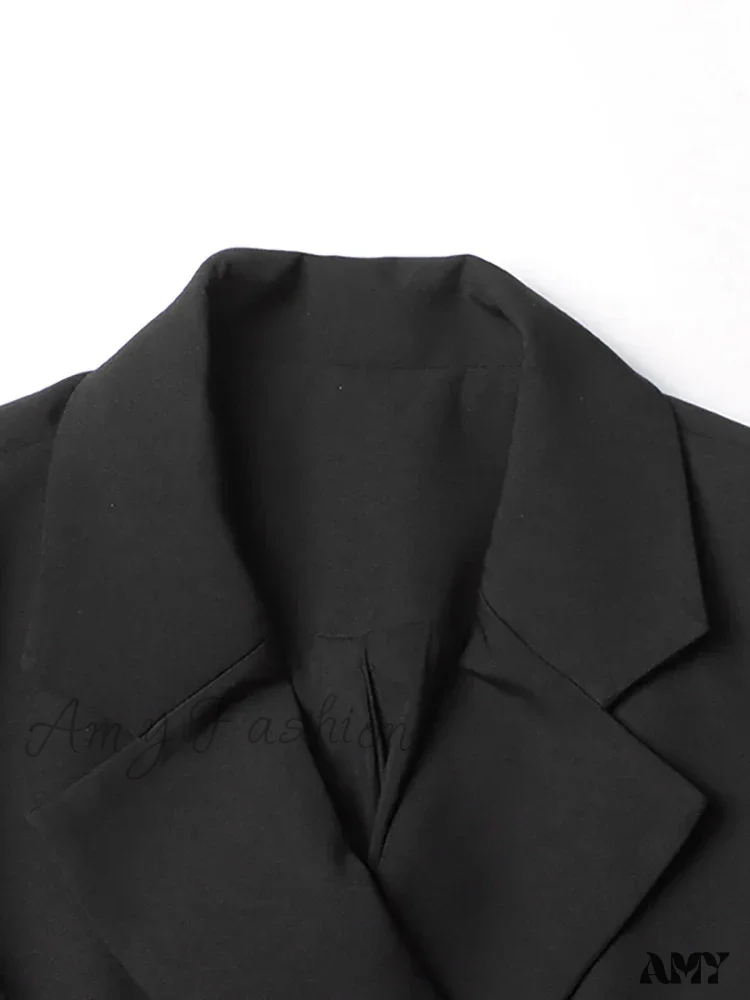 Elegant Solid Notched Collar Long Sleeve Patchwork Pockets Crosscriss Tunic Fashion Style Blazer - Image 4