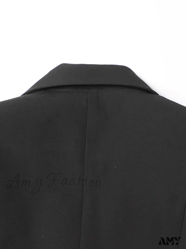 Elegant Solid Notched Collar Long Sleeve Patchwork Pockets Crosscriss Tunic Fashion Style Blazer - Image 5
