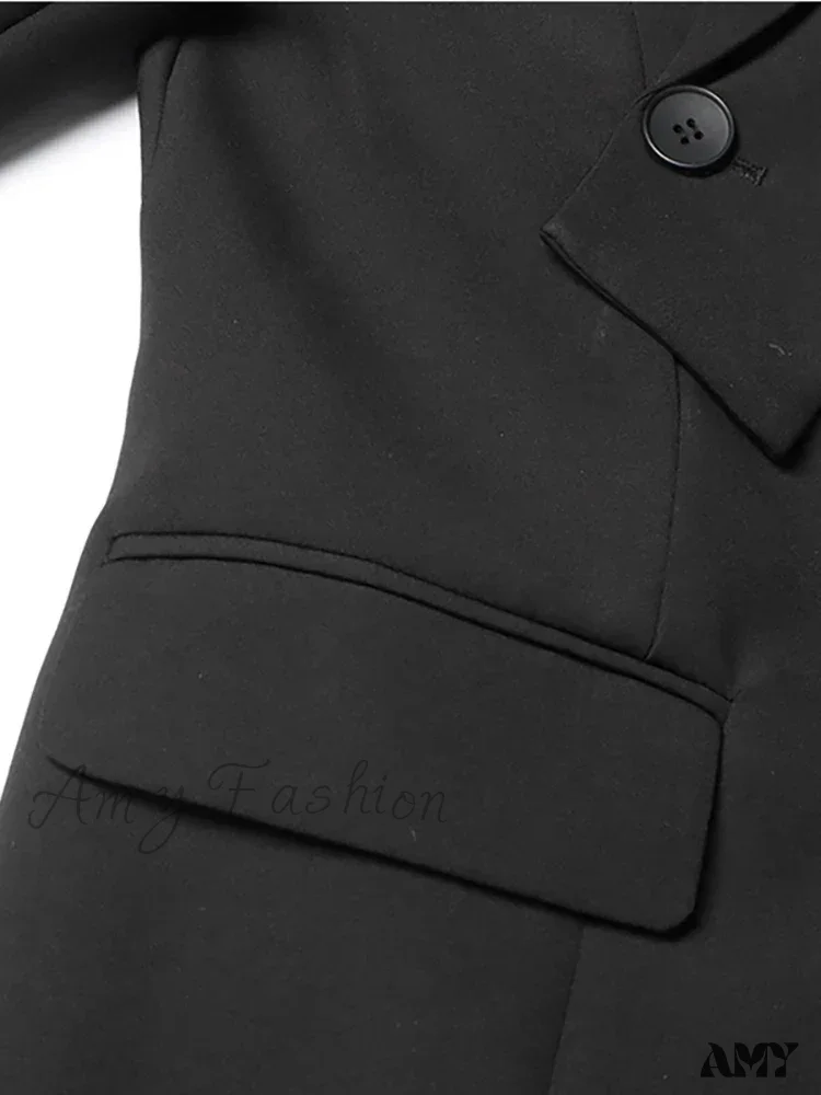 Elegant Solid Notched Collar Long Sleeve Patchwork Pockets Crosscriss Tunic Fashion Style Blazer - Image 6
