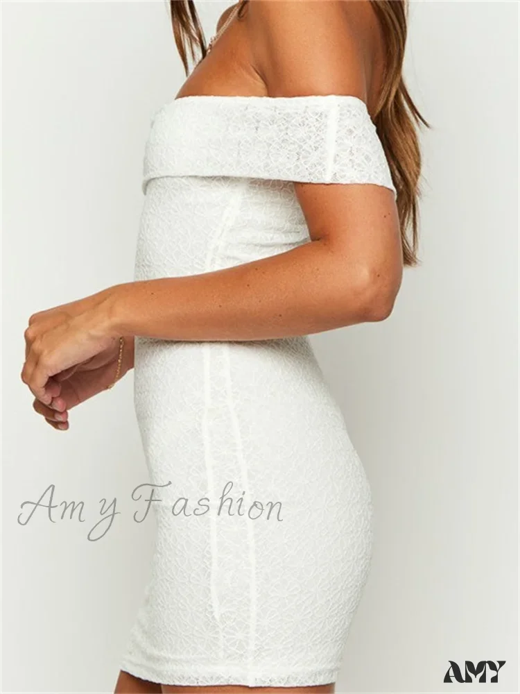 Amy Fashion - Elegant Summer Party Sleeve Off Shoulder Mini Dress - Image 3