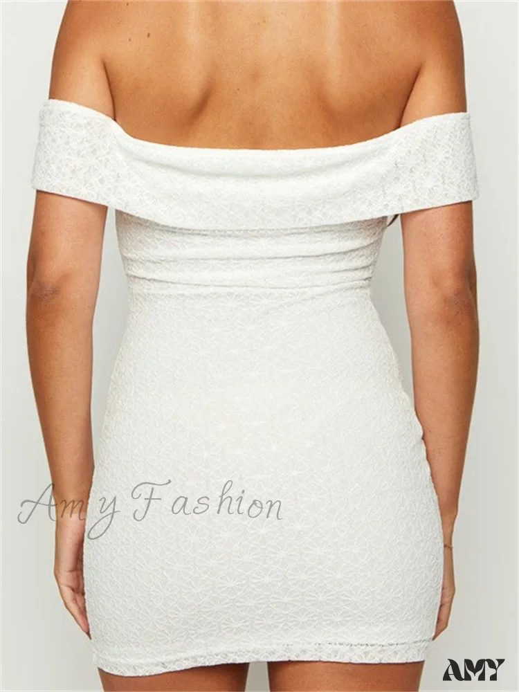 Amy Fashion - Elegant Summer Party Sleeve Off Shoulder Mini Dress - Image 4