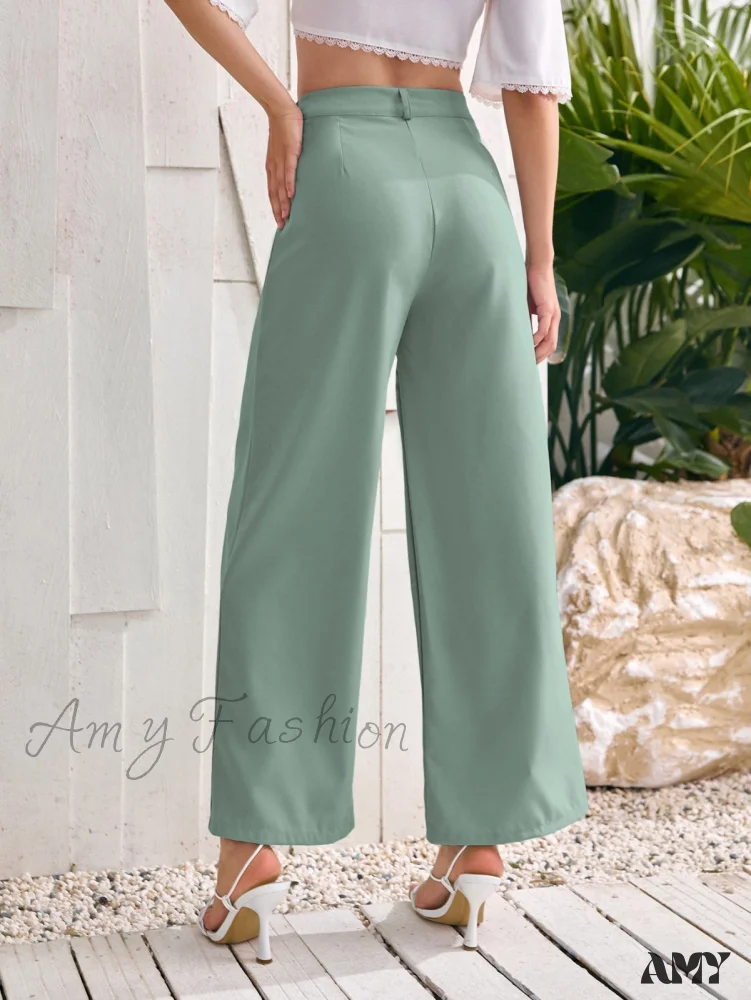 Amy Fashion - ely Solid Wide Leg Pants - Image 2
