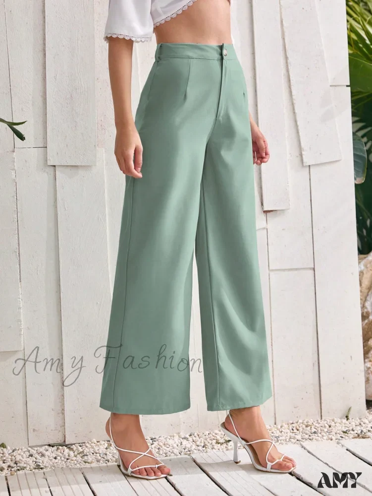 Amy Fashion - ely Solid Wide Leg Pants - Image 3