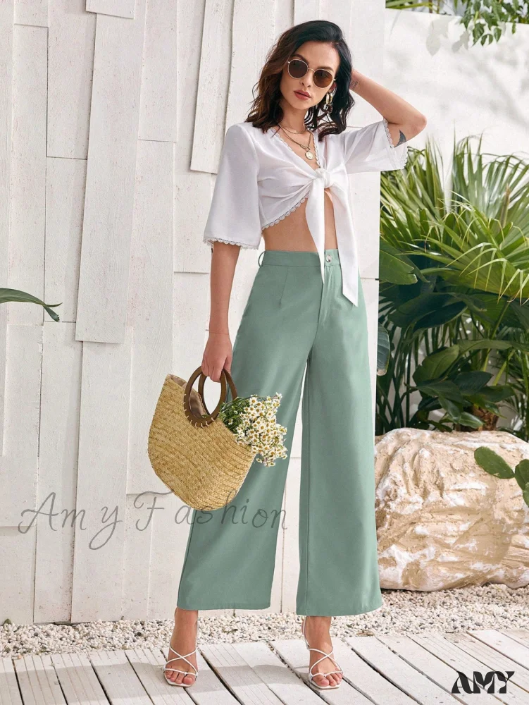 Amy Fashion - ely Solid Wide Leg Pants - Image 4