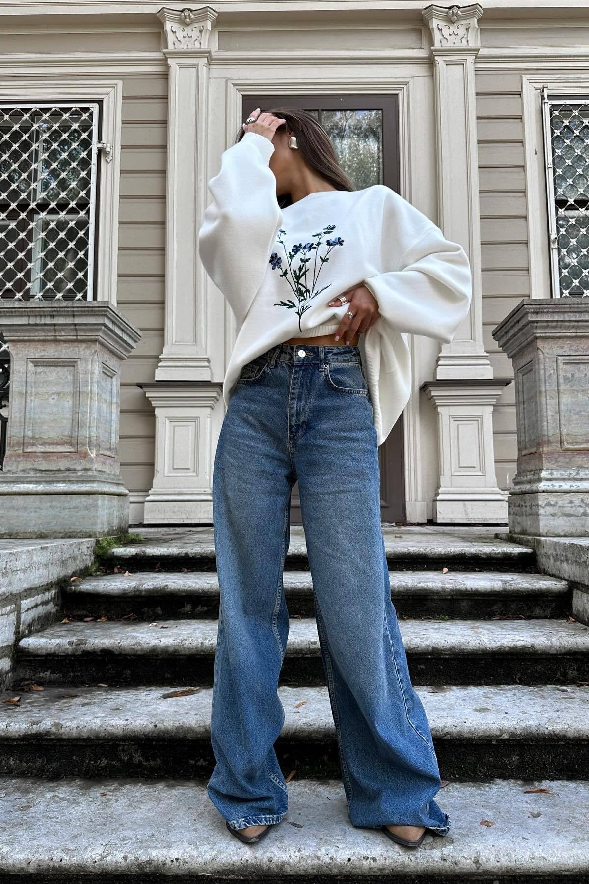 Embroidered Casual Long Sleeve Knit Sweater - Image 5
