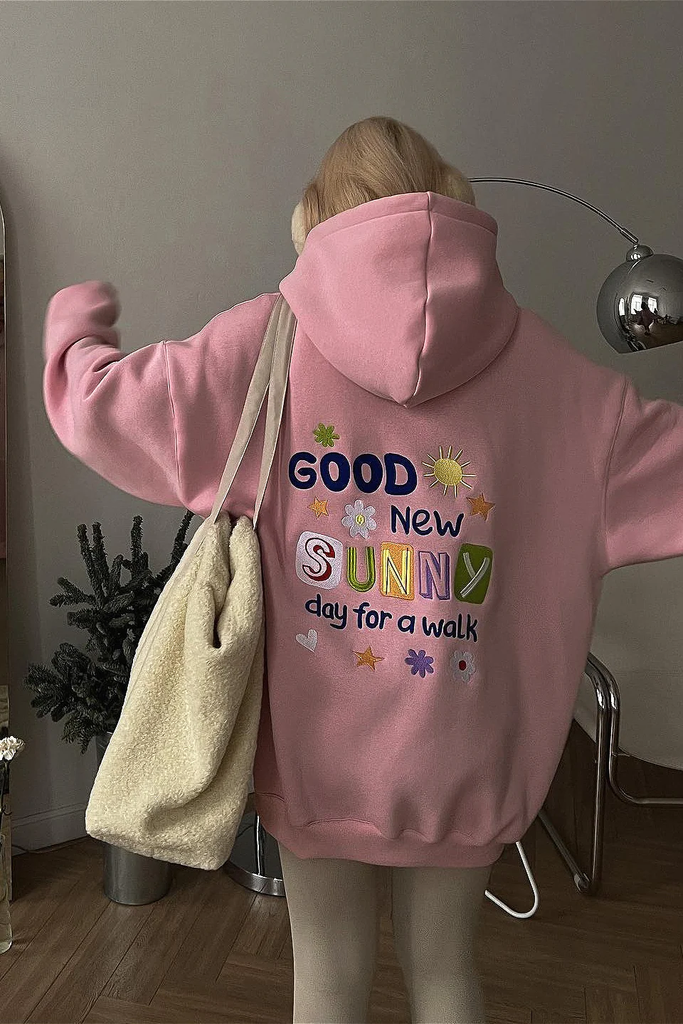 Embroidered Loose Short Hoodie - Image 5
