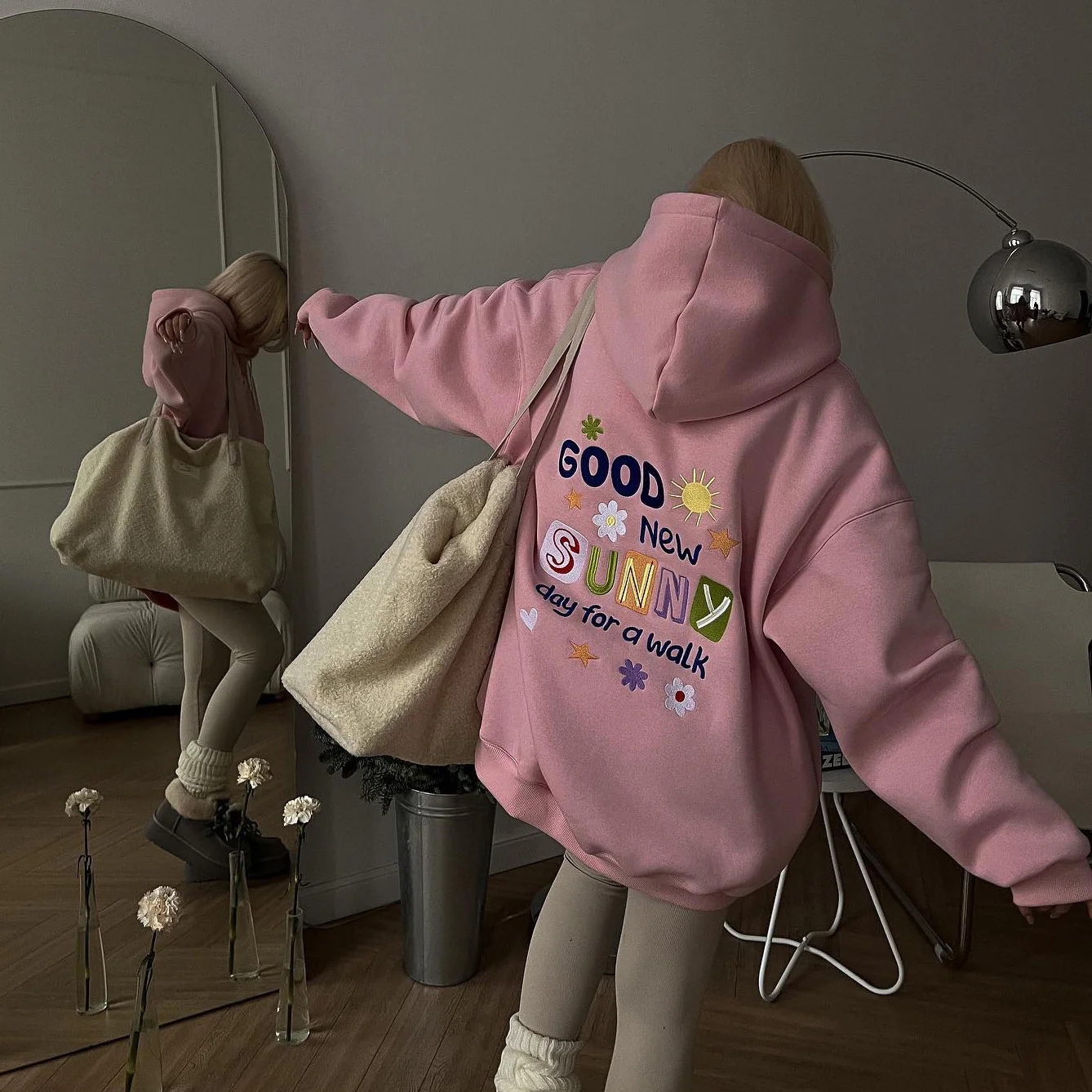 Embroidered Loose Short Hoodie - Image 6