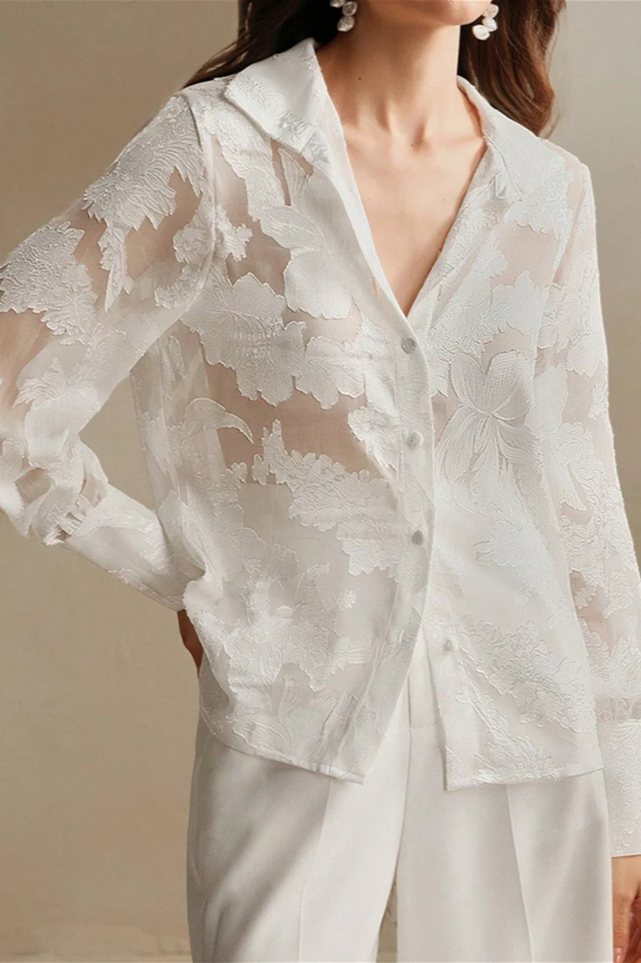 Embroidered Turtleneck Casual Spring-Summer Blouse - Image 2
