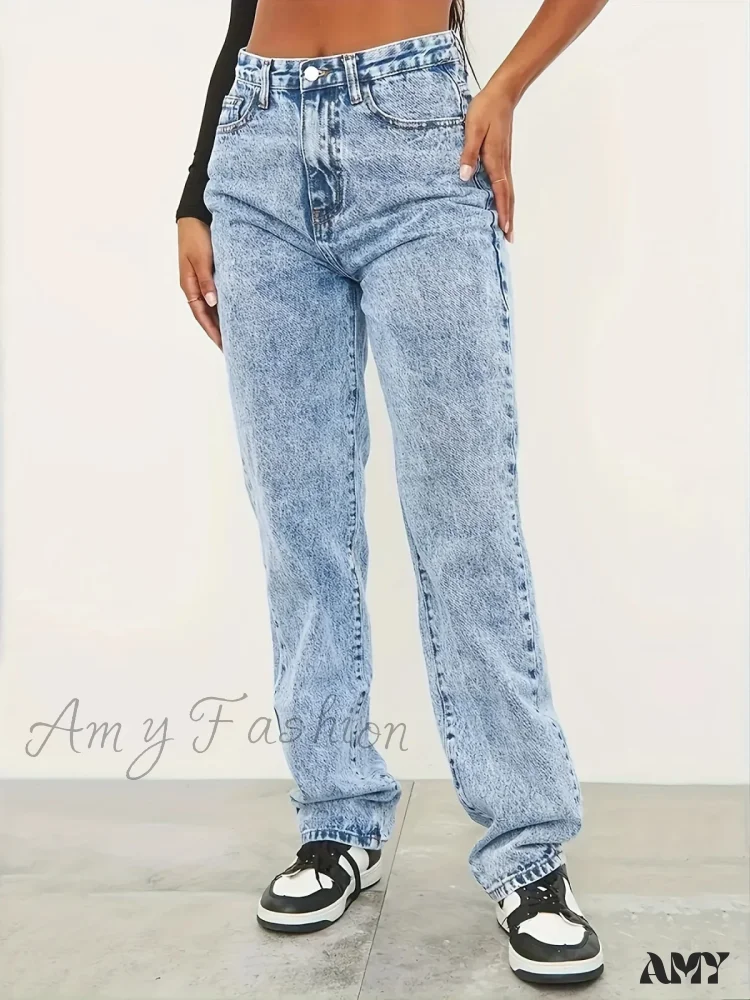 European American Simple Style Straight Loose Casual All-Match Denim Jean - Image 2