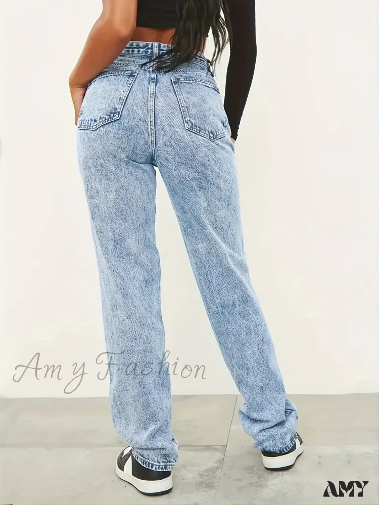 European American Simple Style Straight Loose Casual All-Match Denim Jean - Image 3