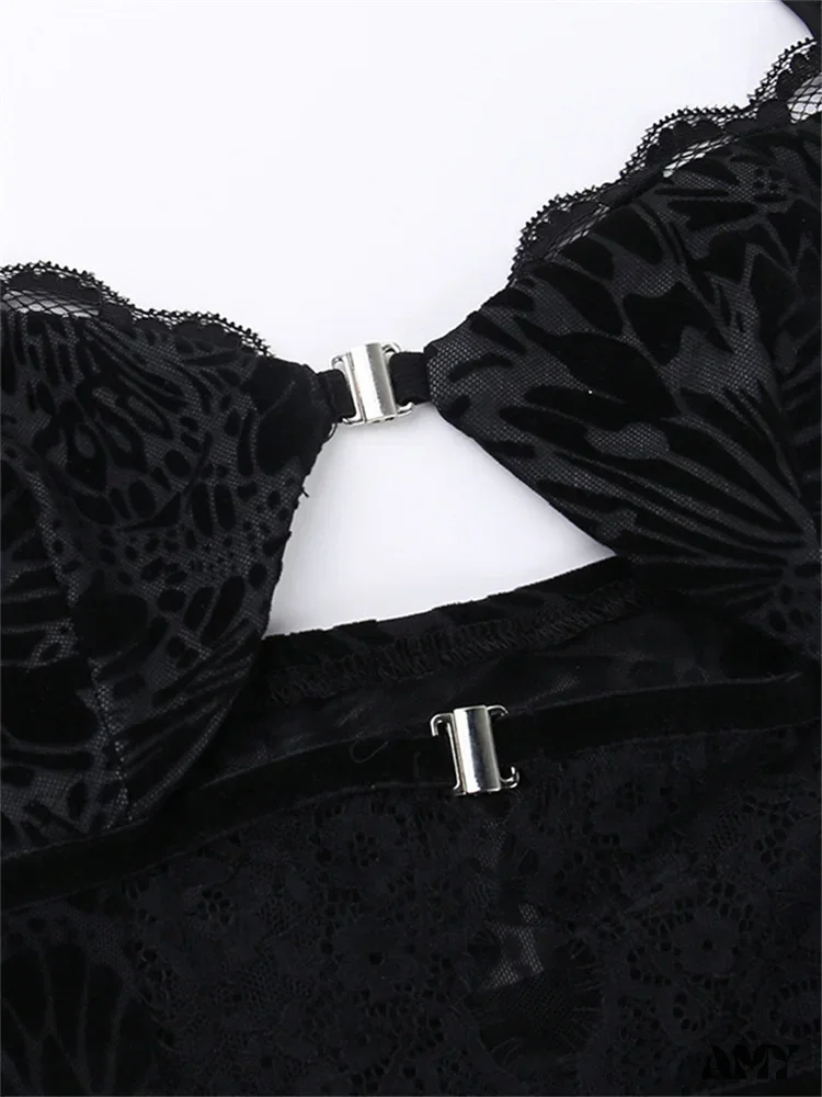Amy Fashion - Fairycore Grunge Lace Backless Hollow Out Short Sleeve T-Shirts - Image 3