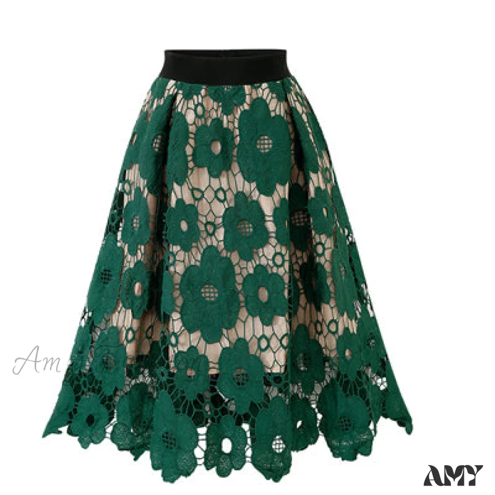 Amy Fashion - Elegant Flower Hollow Out Lace Skirts - Image 2