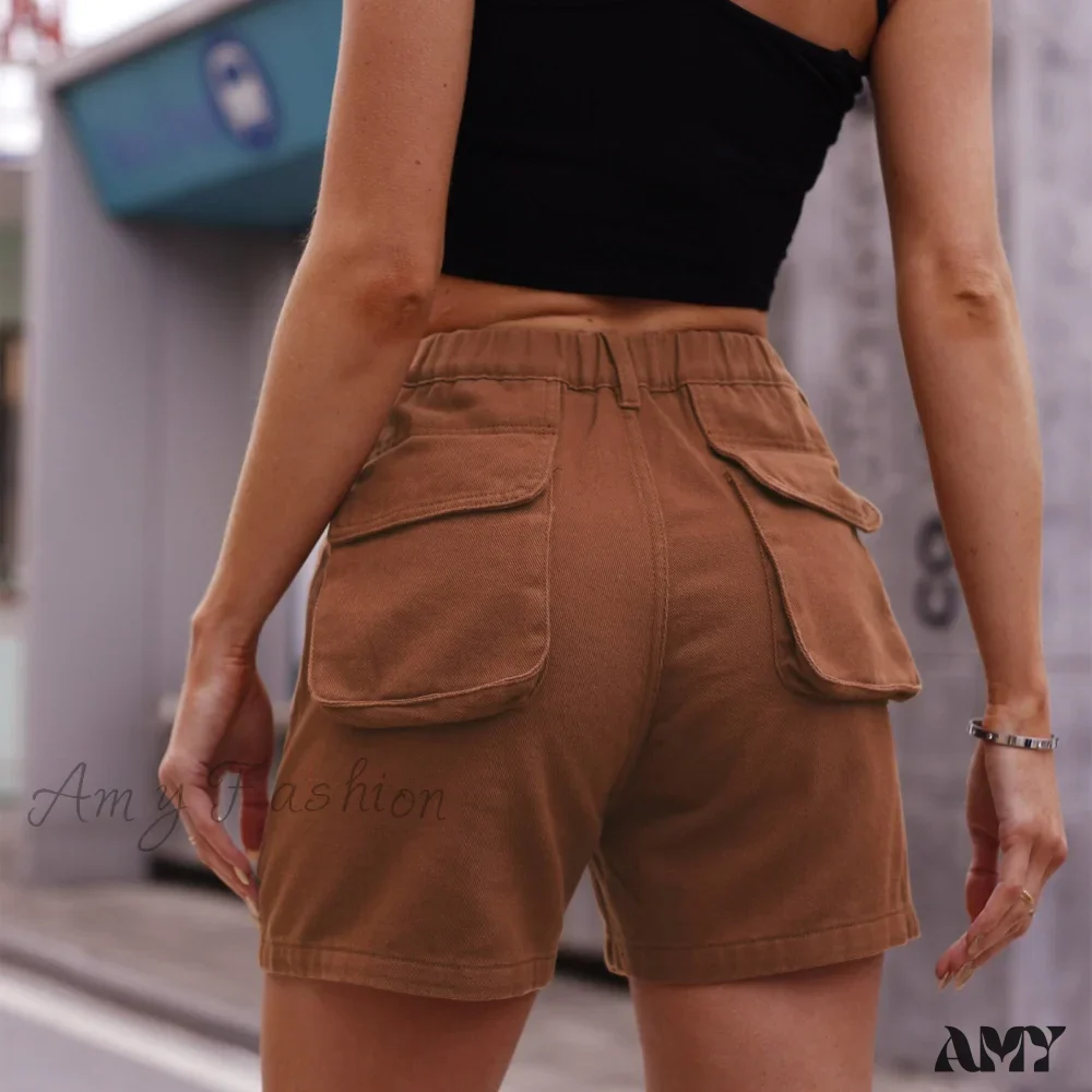Amy Fashion - Fashion Denim Shorts Elastic Waist American Style - Image 3