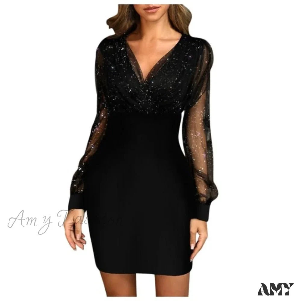 Amy Fashion - Fashion Elegant Sexy Bag Hip Midi Casual Dress - Image 5