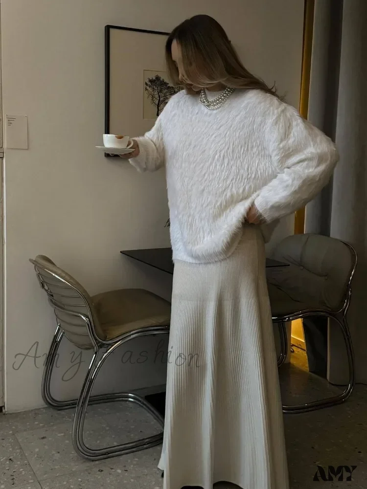 Fashion Loose-fit Long Sleeve O-neck Knitted Pullovers Female Autumn Casual Stylish Cozy Sweater - Image 3