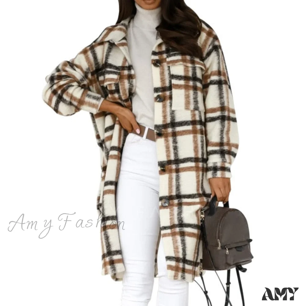 Amy Fashion - Fashion Loose Turn Down Collar Long Coat - Image 2