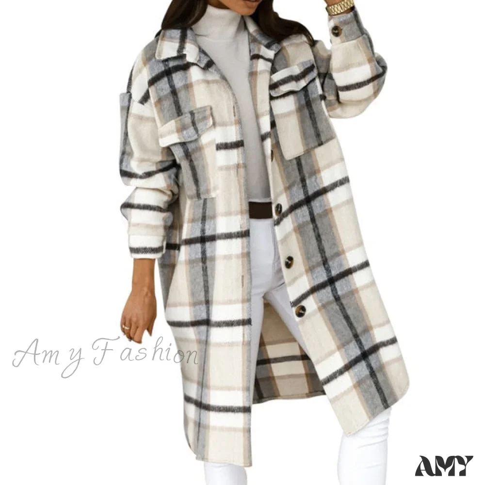 Amy Fashion - Fashion Loose Turn Down Collar Long Coat - Image 4