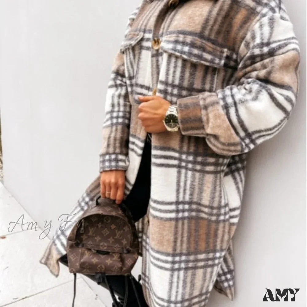 Amy Fashion - Fashion Loose Turn Down Collar Long Coat - Image 6