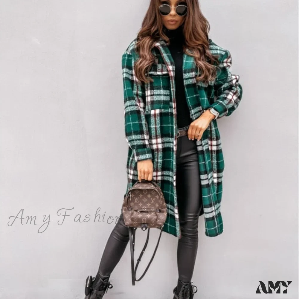 Amy Fashion - Fashion Loose Turn Down Collar Long Coat - Image 7