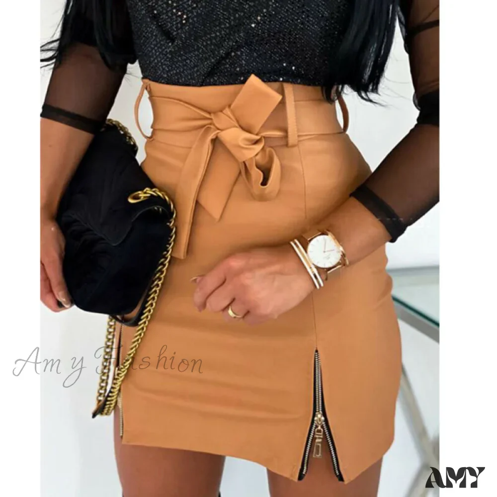 Amy Fashion - High Waist Split Office Mini Slim Skirt - Image 6