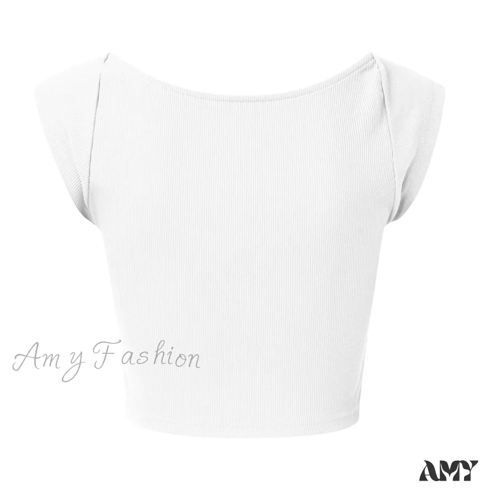 Amy Fashion - Fashion Slim Square Neck Tank Tops - Image 3