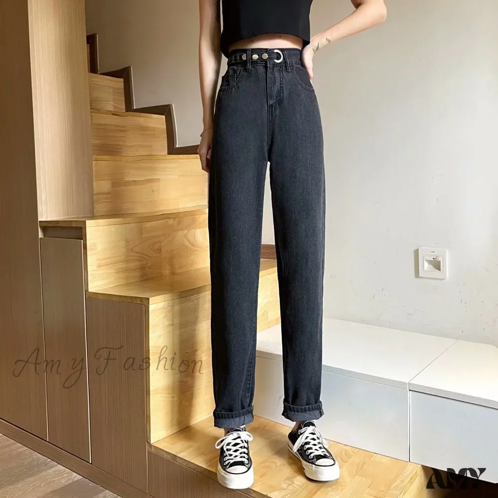 Amy Fashion - Fashion Straight Women Pant Woman High Waist Denim Pants Wide Leg Denim Clothing Blue Vintage Quality Jean - Image 3