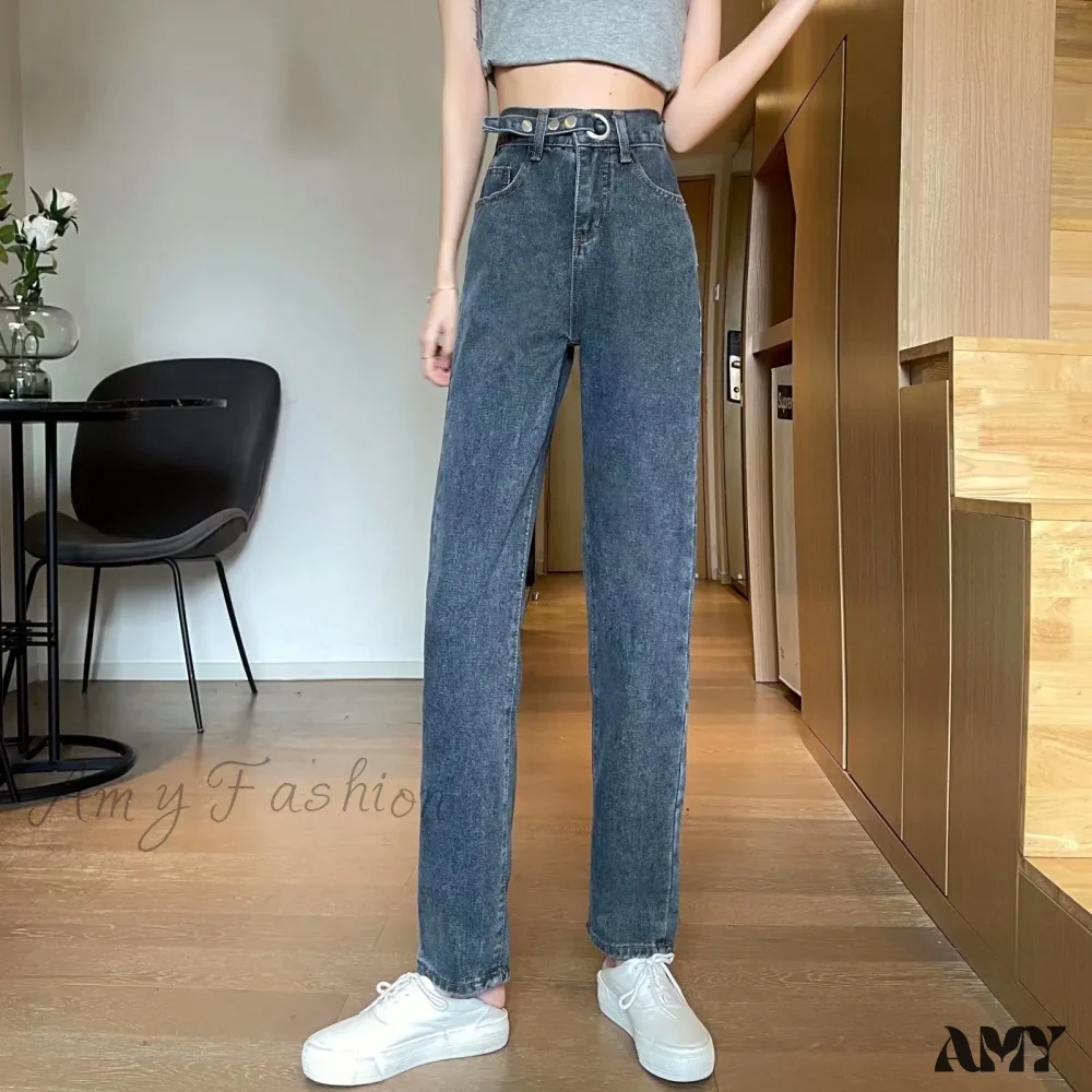 Amy Fashion - Fashion Straight Women Pant Woman High Waist Denim Pants Wide Leg Denim Clothing Blue Vintage Quality Jean - Image 5