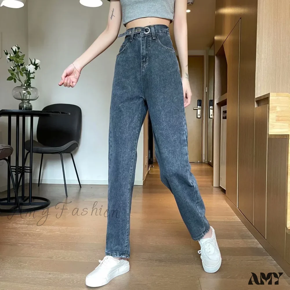 Amy Fashion - Fashion Straight Women Pant Woman High Waist Denim Pants Wide Leg Denim Clothing Blue Vintage Quality Jean - Image 6