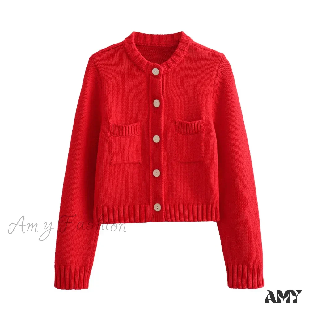Fashion Texture Sleeveless Backless Sling Crop Top Single-Breasted Pocket Decorate Sweater Cardigan Coat - Image 5