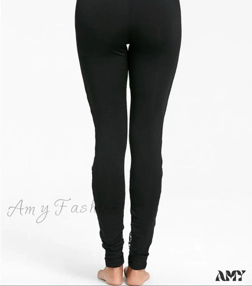 Amy Fashion - Fashion Elastic High Waist Leggings - Image 3
