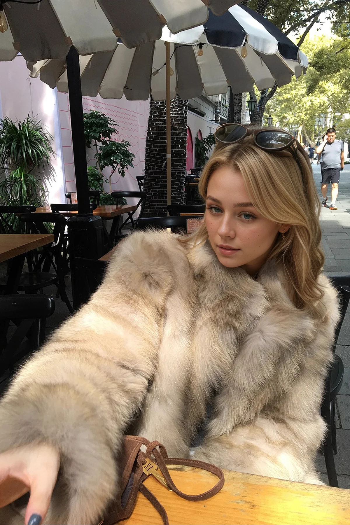 Faux Fox Fur Stand Collar Short Fluffy Warm Coat - Image 3