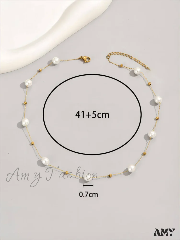 Amy Fashion - Faux Pearl Decor Chain Necklace - Image 4