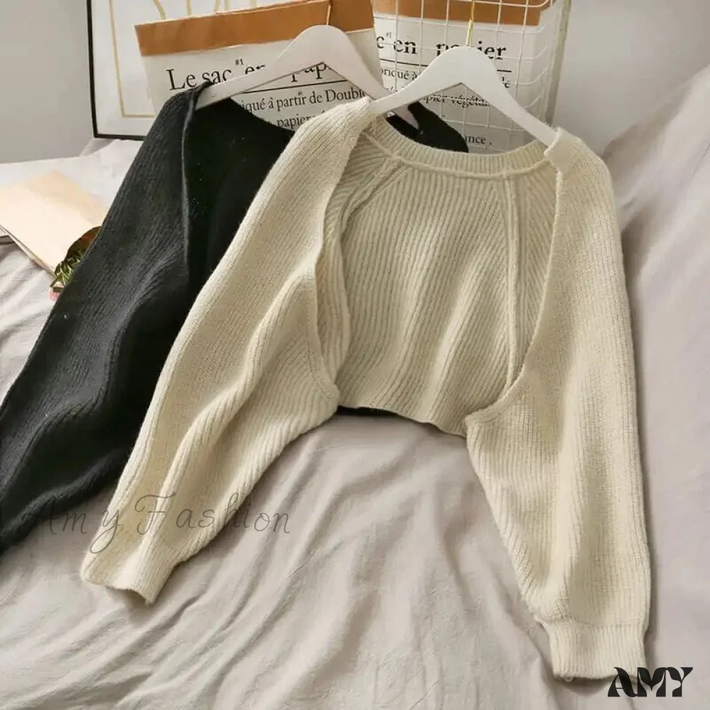 Amy Fashion - Female Solid Casual Chic Short Knitted Cardigans - Image 11