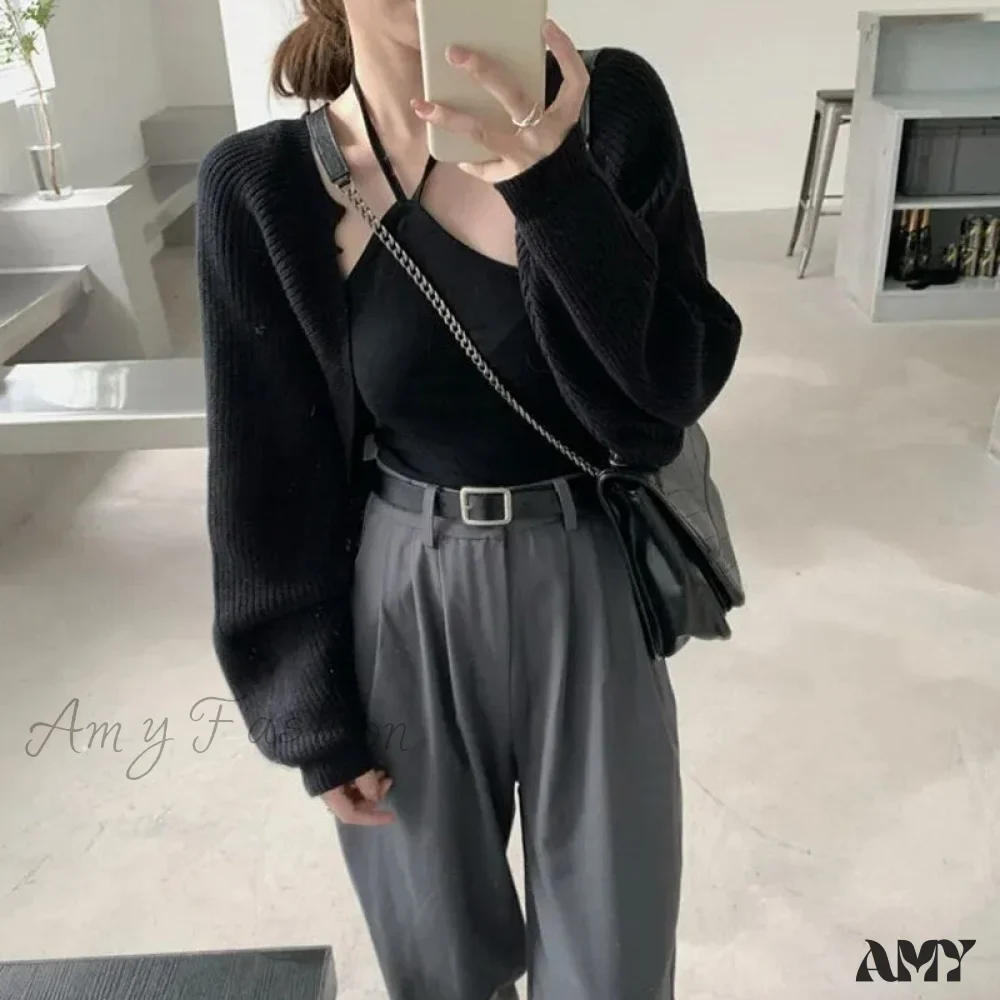 Amy Fashion - Female Solid Casual Chic Short Knitted Cardigans - Image 13