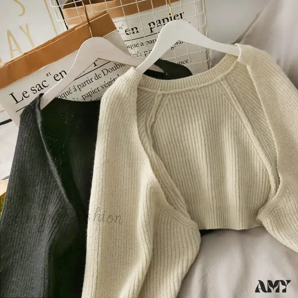 Amy Fashion - Female Solid Casual Chic Short Knitted Cardigans - Image 18