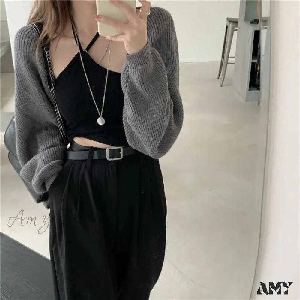 Amy Fashion - Female Solid Casual Chic Short Knitted Cardigans - Image 3