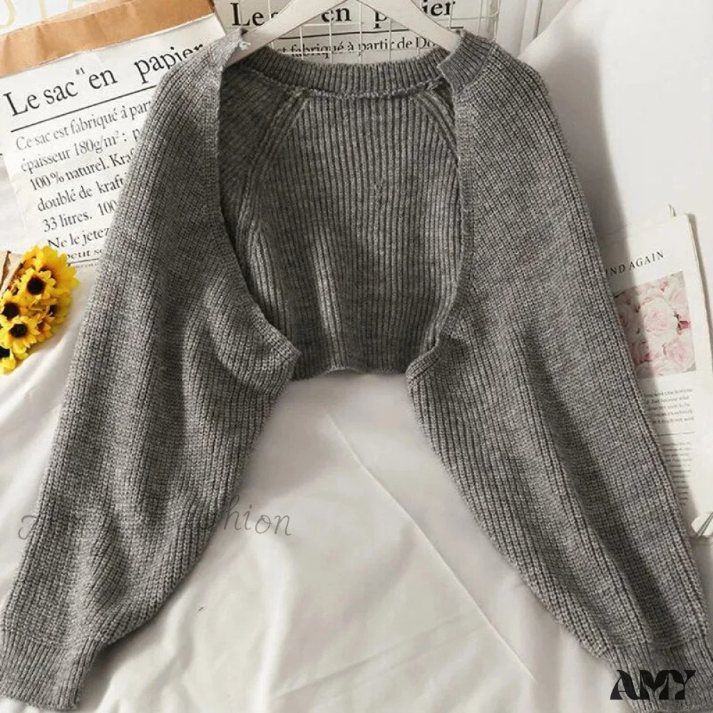 Amy Fashion - Female Solid Casual Chic Short Knitted Cardigans - Image 7