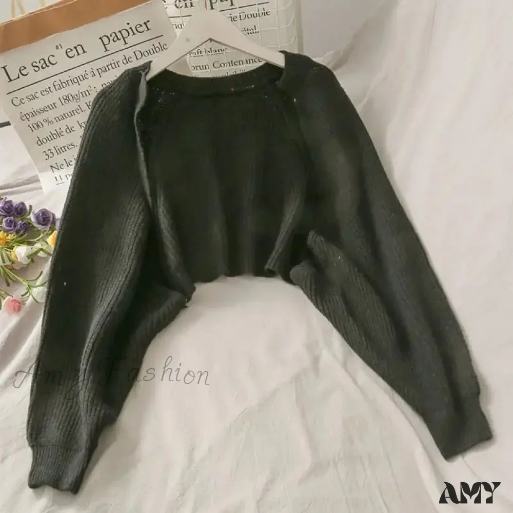 Amy Fashion - Female Solid Casual Chic Short Knitted Cardigans - Image 8