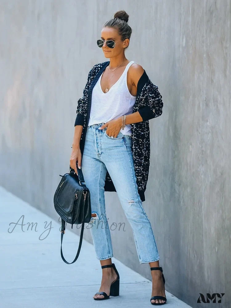 Amy Fashion - Bohemian Plaid Cardigans Vintage Long Coat Female Jacket - Image 21
