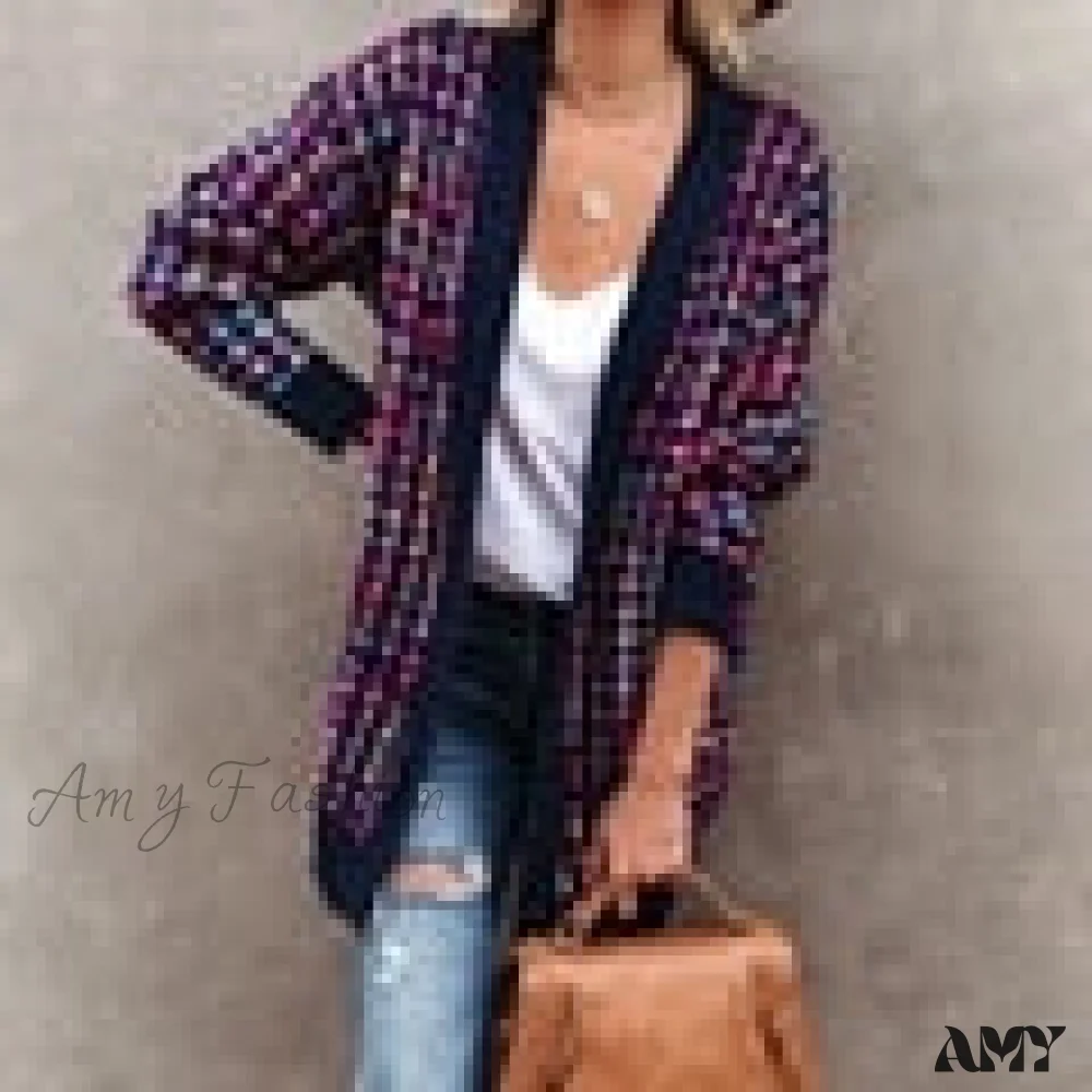 Amy Fashion - Bohemian Plaid Cardigans Vintage Long Coat Female Jacket - Image 22